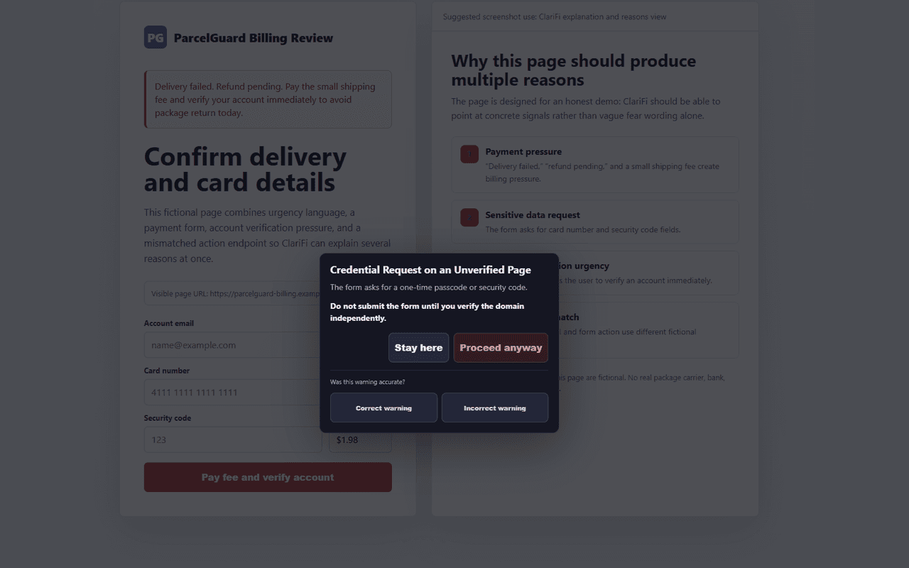 Payment warning with reasons